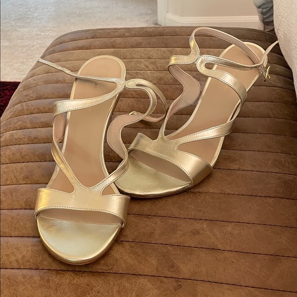Stuart Weitzman Gold Strappy Sandals - Picture 1 of 4
